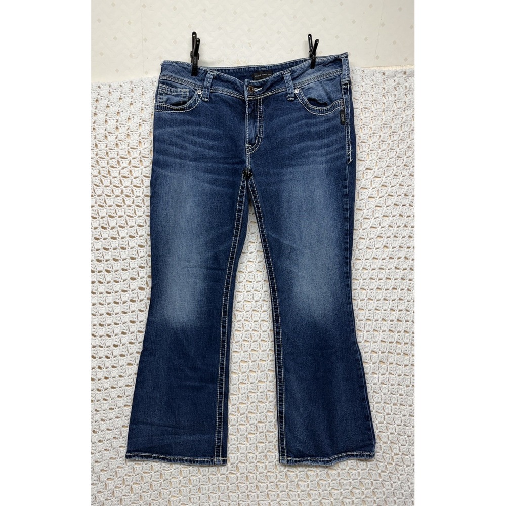 Sirver Suki Jeans Co. Jeans Women W34 L29 Bootcut Blue Denim Embroidery Western